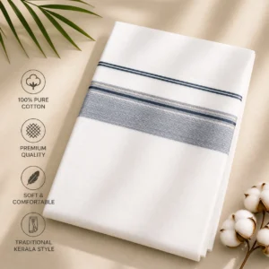 Grey Kara Dhoti for Men (Double Mundu)