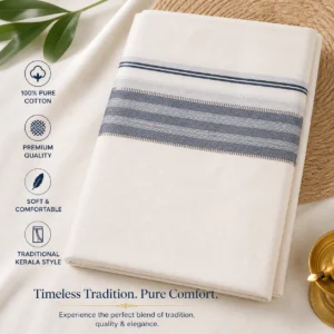 Grey Kara Dhoti for Men (Double Mundu)