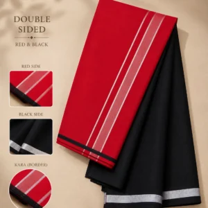 Men's Double side Color Lungi (Red & Black)