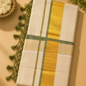 Set Saree with Green & Golden Kara