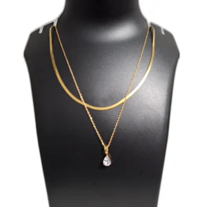 Snake chain Necklace with white pearl