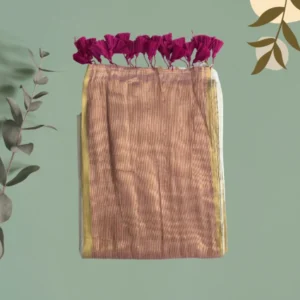 Dusty Mauve Gold-Edge Silk Saree