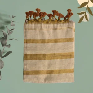 Beige Gold Horizontal Stripe Saree