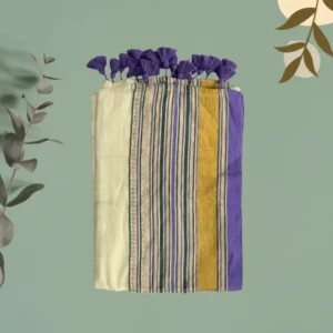 Pale Yellow Multistripe Zari Saree