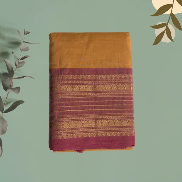 Mustard Wine Zari Kanjivaram Saree