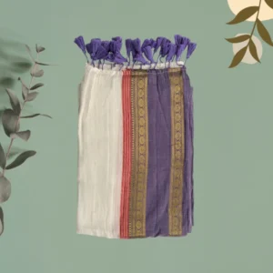 Ivory Purple Zari Diamond Border Saree