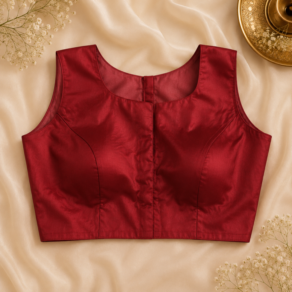 Readymade Blouse – Maroon Red Sleeveless