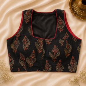 Readymade Blouse - Black Floral Print Sleeveless