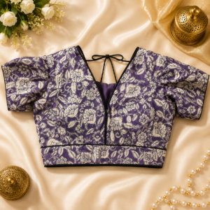 Readymade Blouse - Purple Floral Print Tie-Back